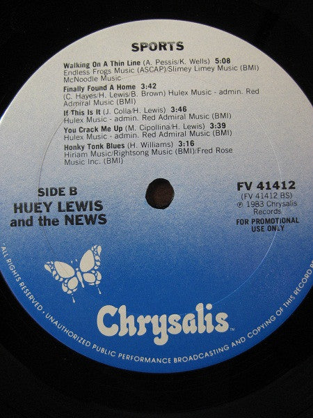 Huey Lewis And The News* : Sports (LP, Album, Promo, Pit)