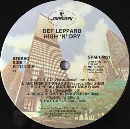 Def Leppard : High 'N' Dry (LP, Album, Club, RCA)