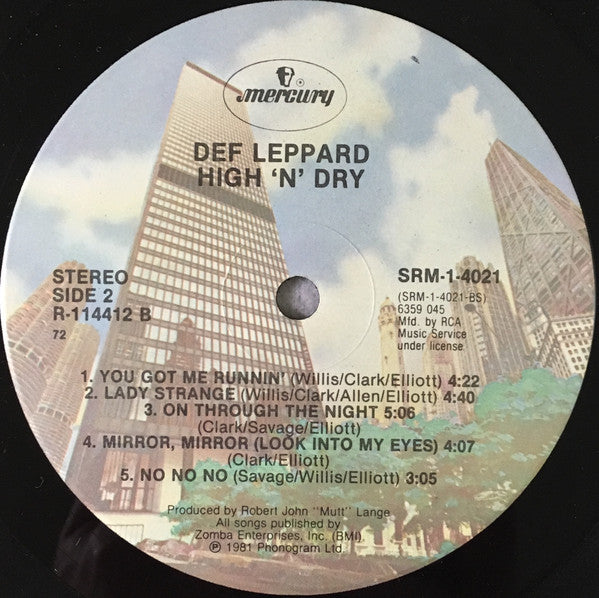 Def Leppard : High 'N' Dry (LP, Album, Club, RCA)