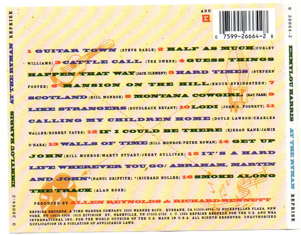 Emmylou Harris And The Nash Ramblers : At The Ryman (CD, Album)