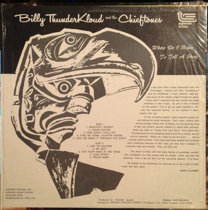 Billy Thunderkloud And The Chieftones : Where Do I Begin To Tell A Story (LP, Album)