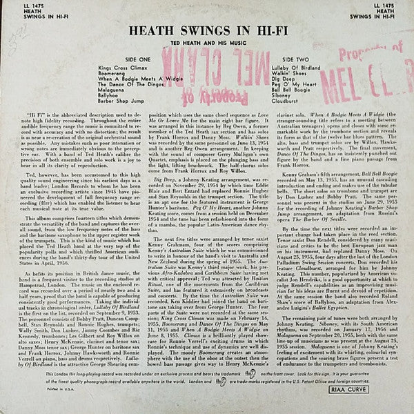 Ted Heath And His Music : Heath Swings In Hi-Fi (LP, Album)