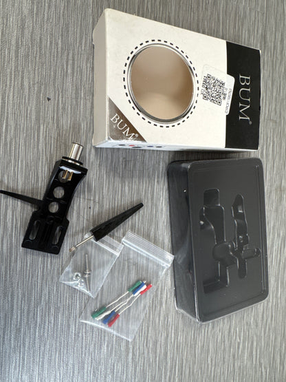 Black Turntable Headshell with Silver Wires and Screwdriver