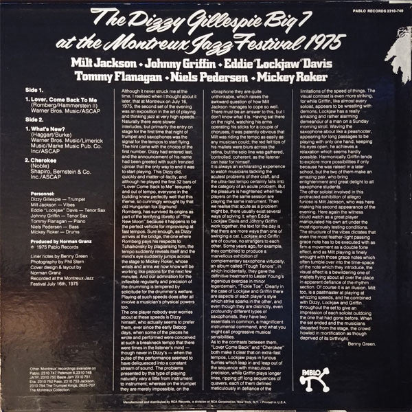 Dizzy Gillespie : The Dizzy Gillespie Big 7 At The Montreux Jazz Festival 1975 (LP, Album)
