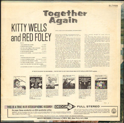 Kitty Wells & Red Foley : Together Again (LP, Album, Pin)