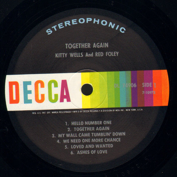 Kitty Wells & Red Foley : Together Again (LP, Album, Pin)