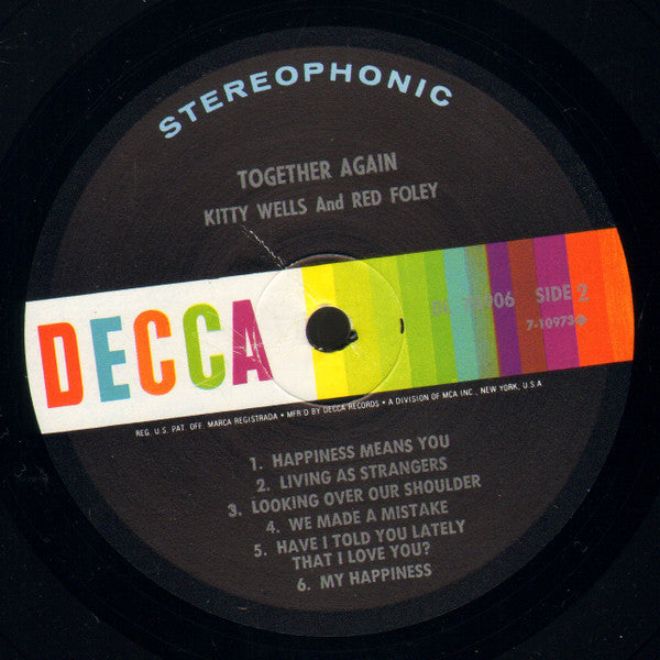 Kitty Wells & Red Foley : Together Again (LP, Album, Pin)