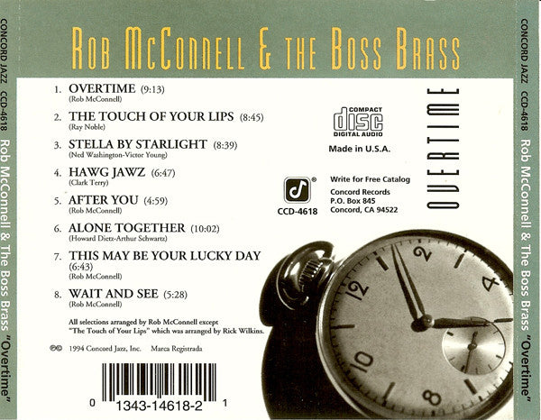 Rob McConnell & The Boss Brass : Overtime (CD, Album)