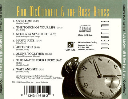 Rob McConnell & The Boss Brass : Overtime (CD, Album)