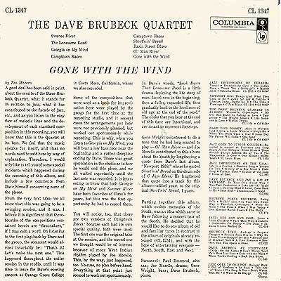 The Dave Brubeck Quartet : Gone With The Wind (LP, Album, Mono)