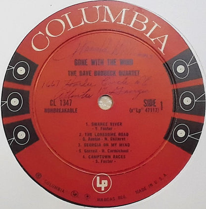 The Dave Brubeck Quartet : Gone With The Wind (LP, Album, Mono)