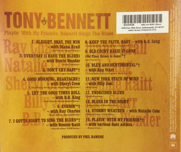 Tony Bennett : Playin' With My Friends: Bennett Sings The Blues (CD, Album, Club)