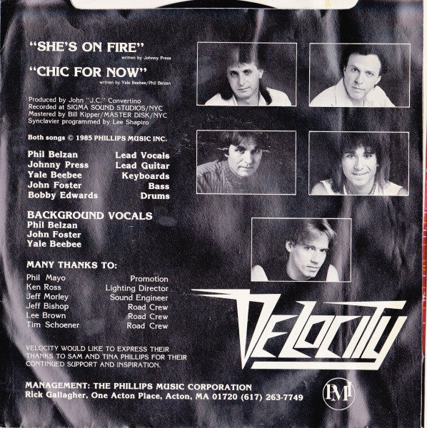 Velocity (11) : She's On Fire (7", Single)