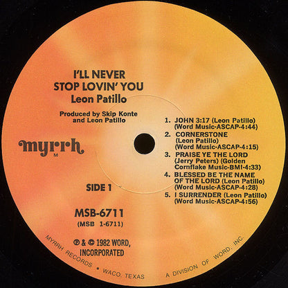 Leon Patillo : I'll Never Stop Lovin' You (LP, Album, Mon)