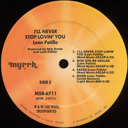 Leon Patillo : I'll Never Stop Lovin' You (LP, Album, Mon)