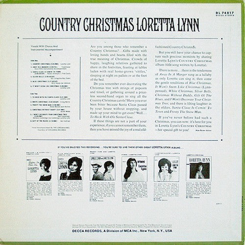 Loretta Lynn : Country Christmas (LP, Album, Pin)