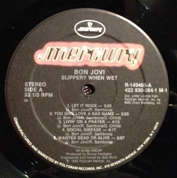 Bon Jovi : Slippery When Wet (LP, Album, Club, 70 )