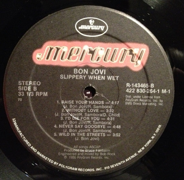 Bon Jovi : Slippery When Wet (LP, Album, Club, 70 )