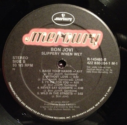 Bon Jovi : Slippery When Wet (LP, Album, Club, 70 )