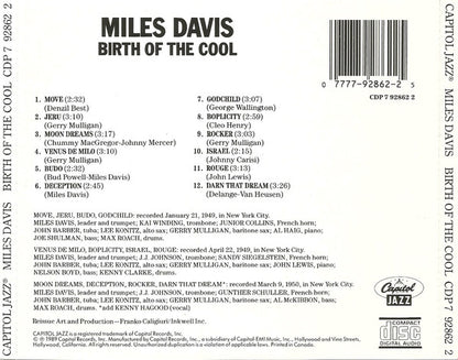 Miles Davis : Birth Of The Cool (CD, Album, Comp, RE, Cap)