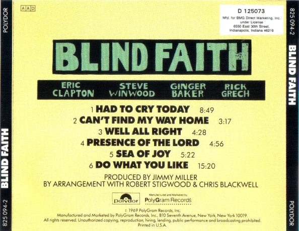 Blind Faith (2) : Blind Faith (CD, Album, Club, RE, RM)