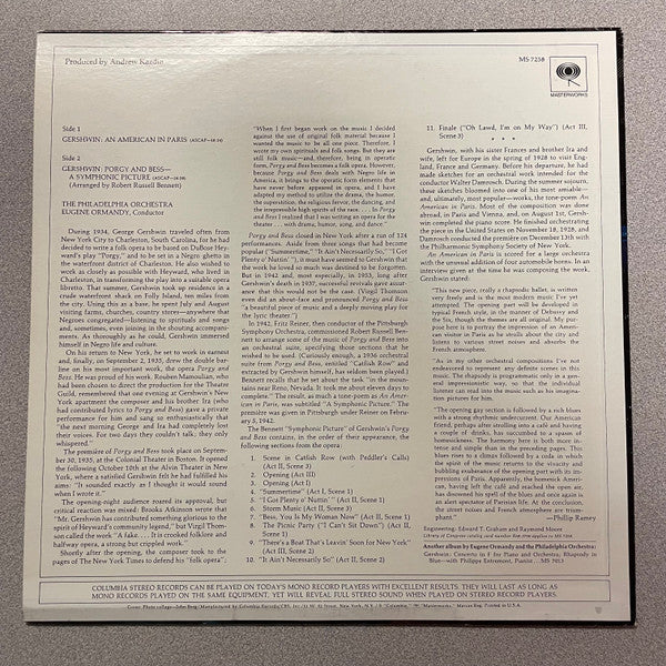 George Gershwin : An American In Paris / Porgy And Bess A Symphonic Picture (LP, Album)