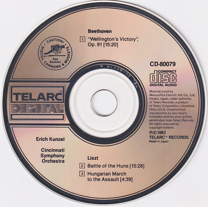 Erich Kunzel, Cincinnati Symphony Orchestra, Beethoven*, Liszt* : "Wellington's Victory", Op. 91 / Battle Of The Huns / Hungarian March (CD, Album, RE)
