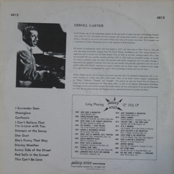 Errol Garner* : Errol Garner Plays (LP, Album, Mono)