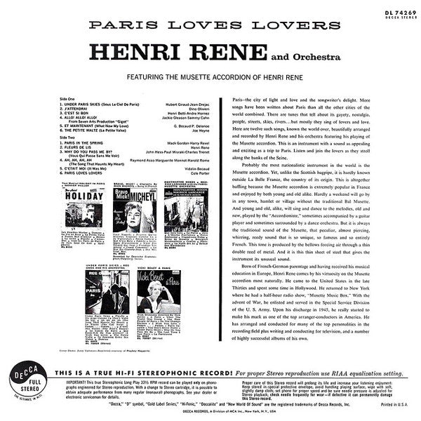 Henri René And Orchestra* : Paris Loves Lovers (LP, Album)