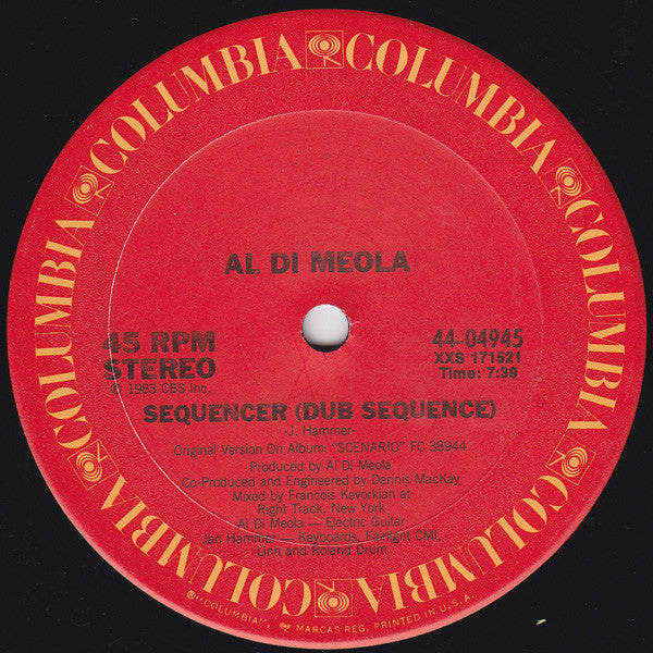 Al Di Meola : Sequencer (Special 12" Mixes) (12")