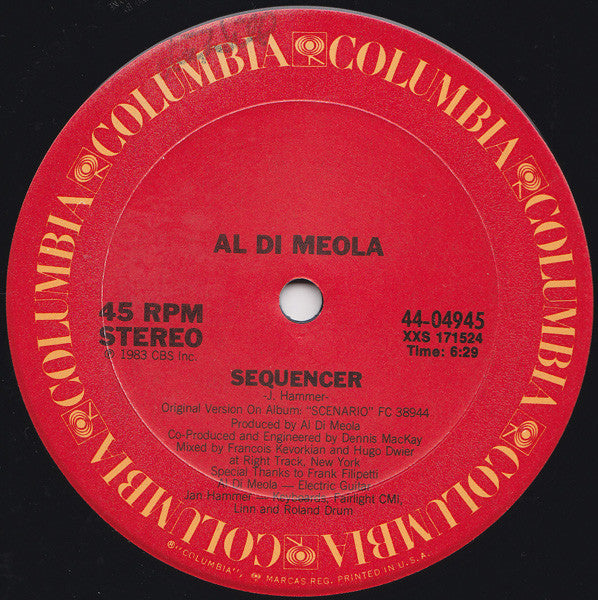 Al Di Meola : Sequencer (Special 12" Mixes) (12")