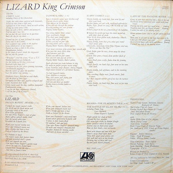 King Crimson : Lizard (LP, Album, Phi)