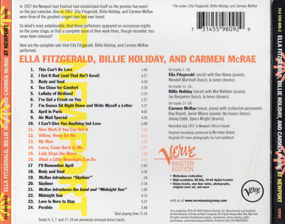 Ella Fitzgerald, Billie Holiday And Carmen McRae : At Newport (CD, Album, RE, RM, Dig)