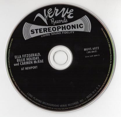 Ella Fitzgerald, Billie Holiday And Carmen McRae : At Newport (CD, Album, RE, RM, Dig)