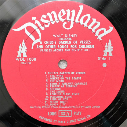 Frances Archer And Beverly Gile, Gwyn Conger : Walt Disney Presents A Child's Garden Of Verses And Other Stories For Children (LP, Album, RE)