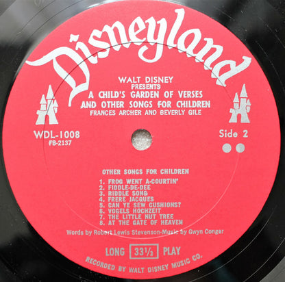 Frances Archer And Beverly Gile, Gwyn Conger : Walt Disney Presents A Child's Garden Of Verses And Other Stories For Children (LP, Album, RE)