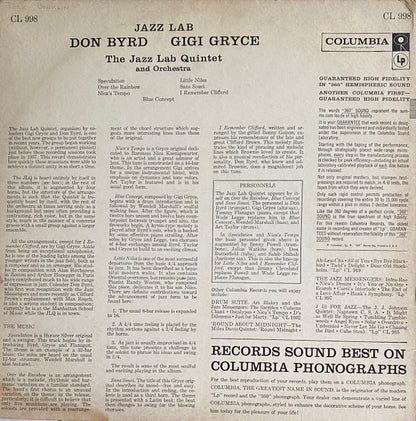 Don Byrd* - Gigi Gryce : Jazz Lab (LP, Album, Mono)