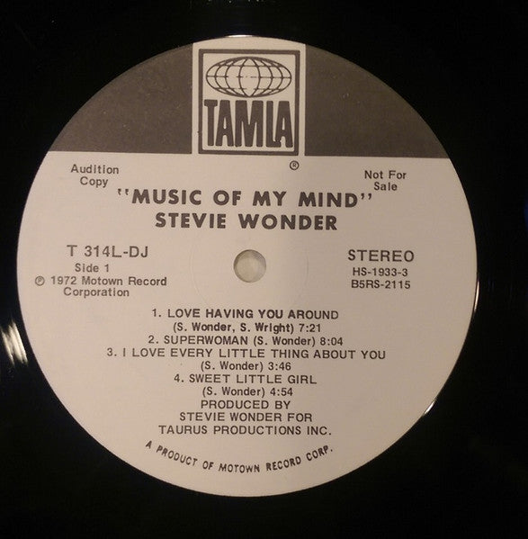 Stevie Wonder : Music Of My Mind (LP, Promo, Gat)