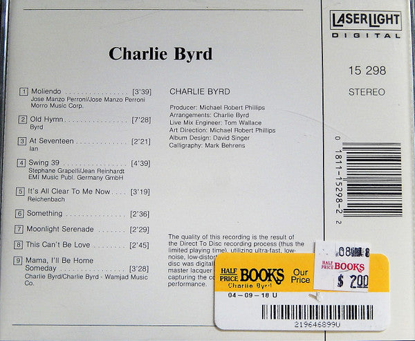Charlie Byrd : Direct Disc Recording (CD, Album, RE, Dir)
