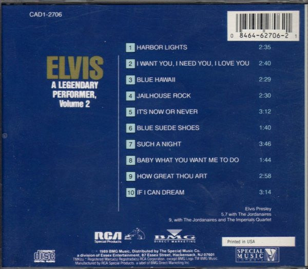 Elvis* : A Legendary Performer - Volume 2 (CD, Comp, RE)