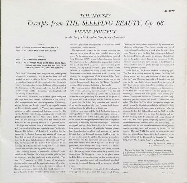 Pyotr Ilyich Tchaikovsky - Pierre Monteux Conducting The London Symphony Orchestra : Excerpts From The Sleeping Beauty (LP, Album, Mono)
