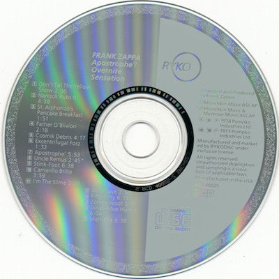 Frank Zappa : Apostrophe' / Overnite Sensation (CD, Comp, Club, RE)