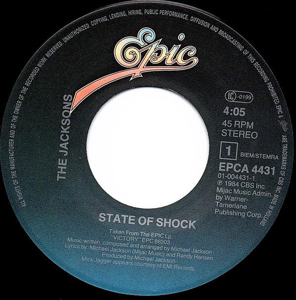 Jacksons* : State Of Shock (7", Single)