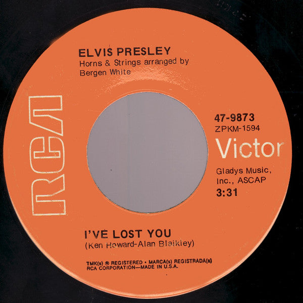 Elvis Presley : I've Lost You (7", Ind)