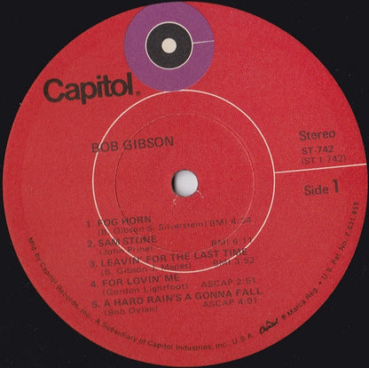 Bob Gibson : Bob Gibson (LP, Album, Red)