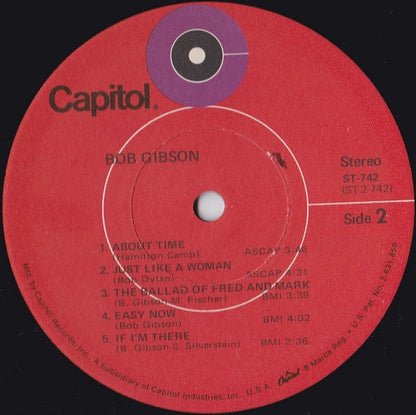 Bob Gibson : Bob Gibson (LP, Album, Red)