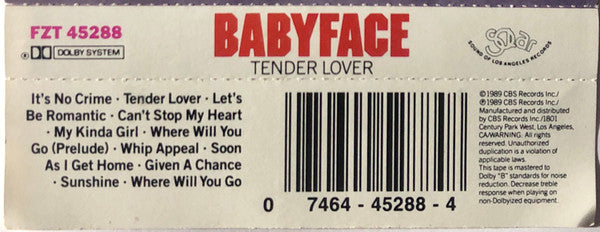 Babyface : Tender Lover (Cass, Album, Dol)