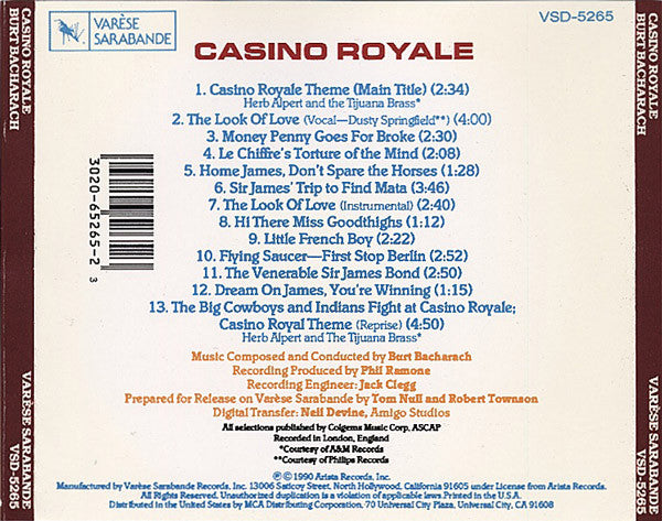 Burt Bacharach : Casino Royale (Original Motion Picture Soundtrack) (CD, Album, RE)