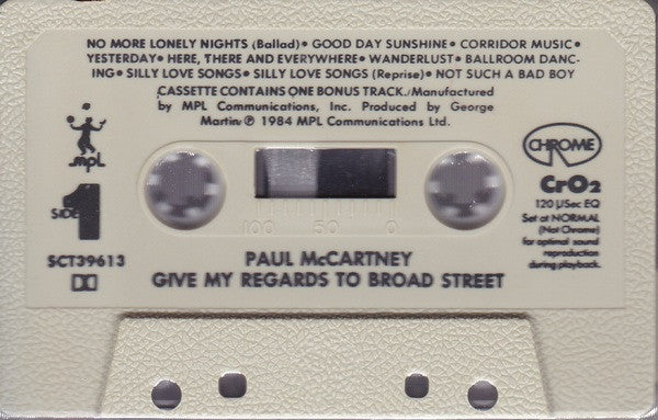 Paul McCartney : Give My Regards To Broad Street (Cass, Album, CrO)