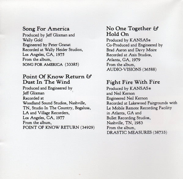 Kansas (2) : The Best Of Kansas (CD, Comp, Pit)